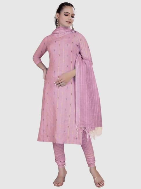 apnisha pink cotton printed unstitched dress material