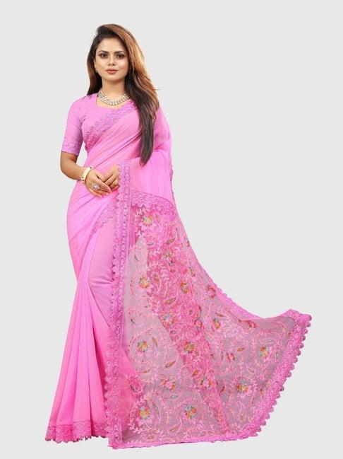 apnisha pink embellished saree with unstitched blouse