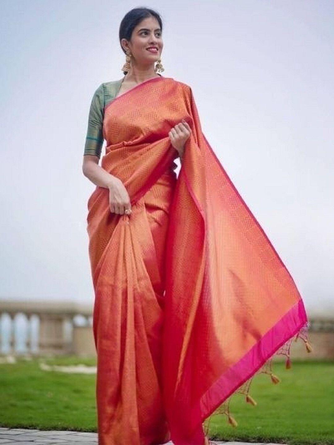 apnisha pink silk blend banarasi saree