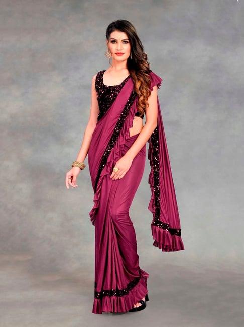 apnisha purple embellished ready to wear sarees with blouse