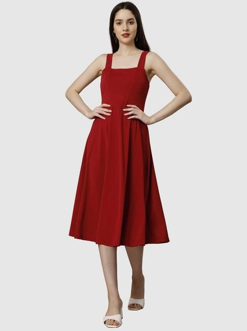 apnisha red a-line dress