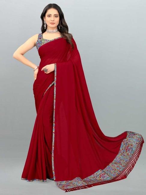 apnisha red printed sarees with blouse