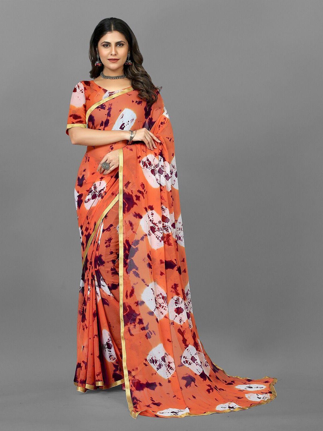 apnisha tie & dye dyed zari pure chiffon leheriya saree