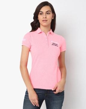 applique regular fit polo t-shirt