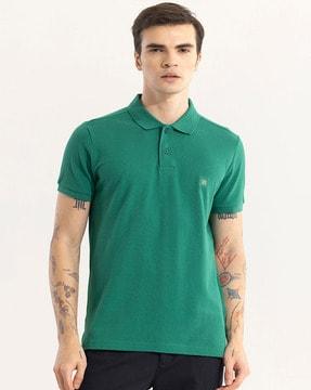 applique slim fit cotton polo t-shirt