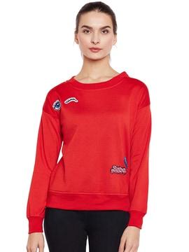 applique sweatshirt with cuffed sleeves