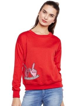 applique sweatshirt with full-sleeves