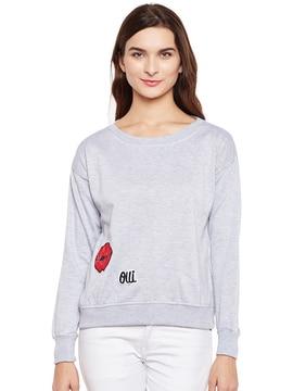 applique sweatshirt with ribbed hems