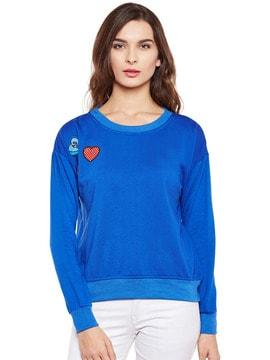 applique sweatshirt with round-neck