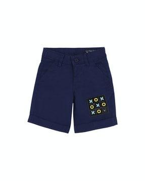 appliqued shorts with insert pockets