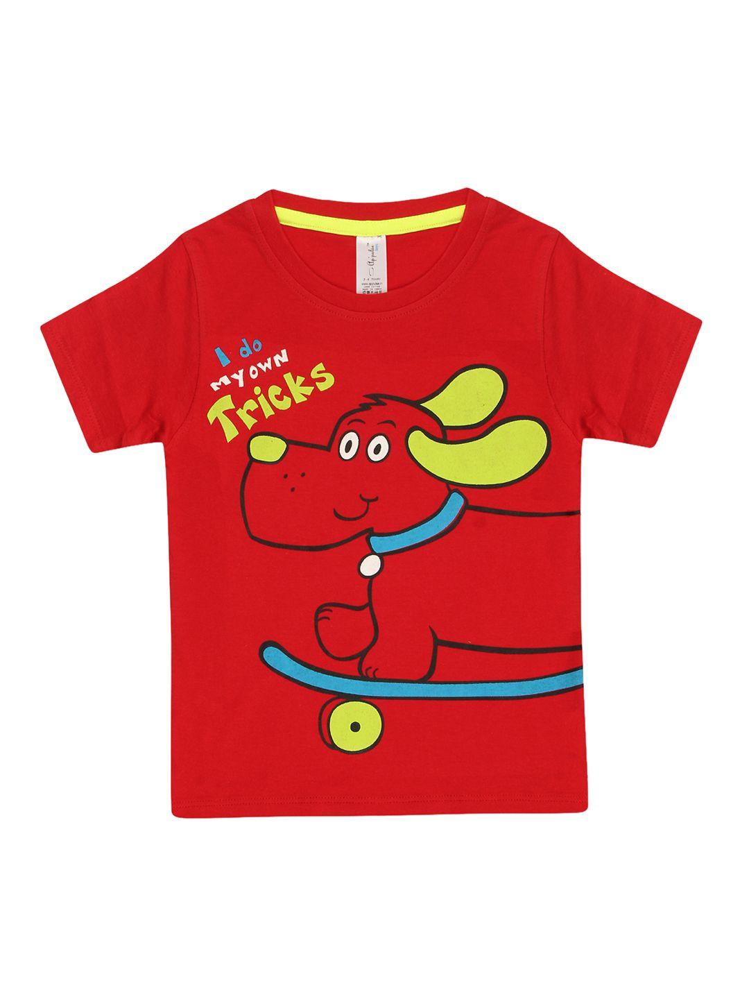 appulse boys red printed round neck t-shirt