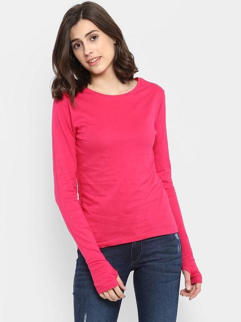 appulse dark pink cotton slim fit t-shirt