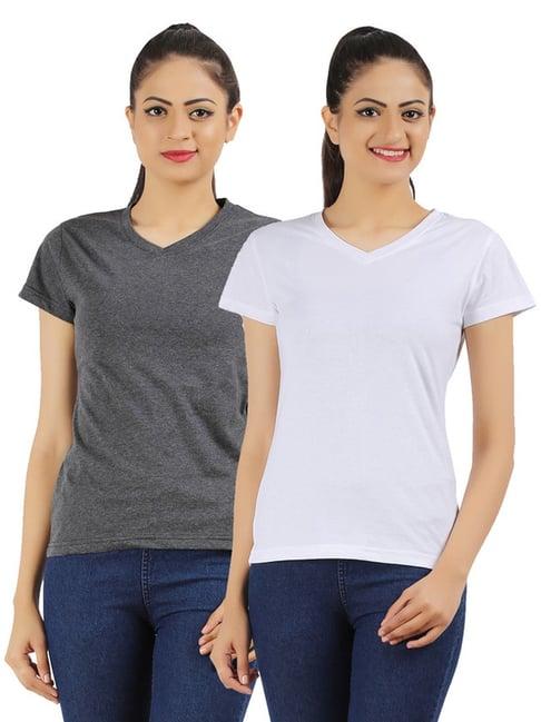 appulse grey & white cotton t-shirt - pack of 2