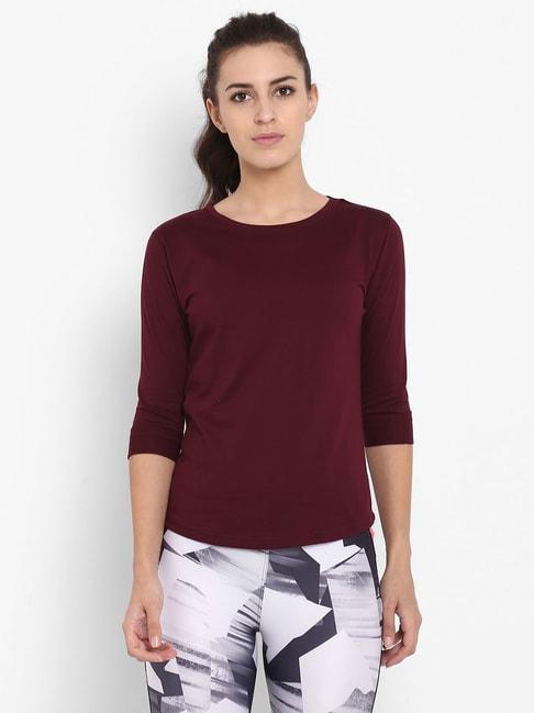 appulse maroon cotton slim fit t-shirt
