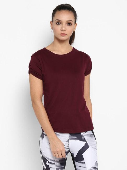 appulse maroon cotton slim fit t-shirt
