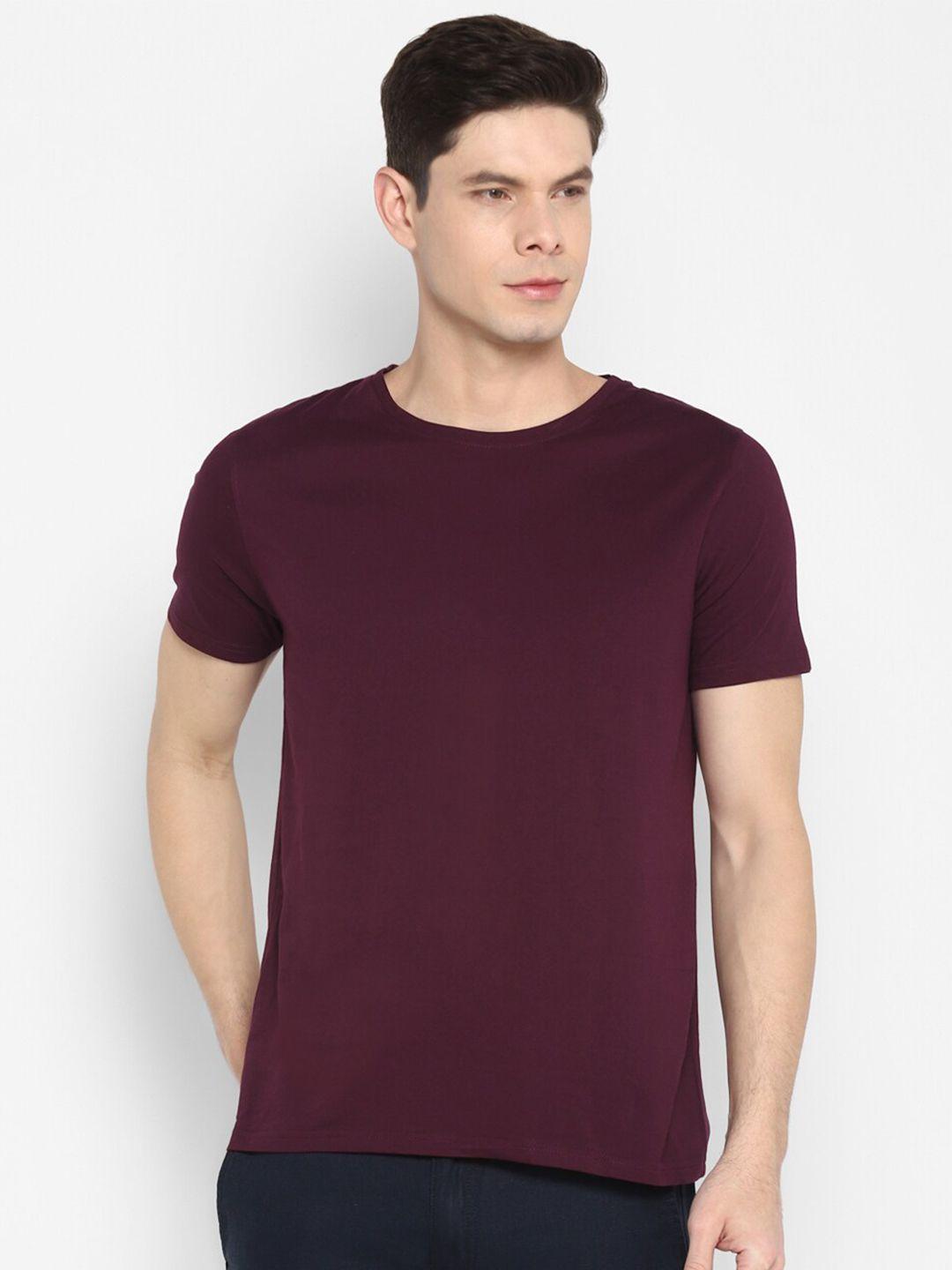 appulse men maroon solid cotton t-shirt