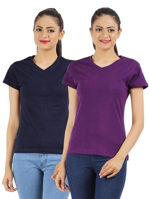 appulse navy & purple cotton t-shirt - pack of 2