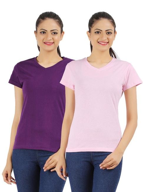 appulse purple & pink cotton t-shirt - pack of 2