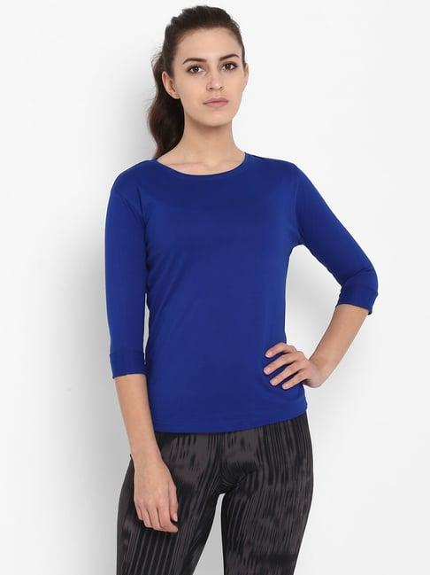 appulse royal blue cotton slim fit t-shirt