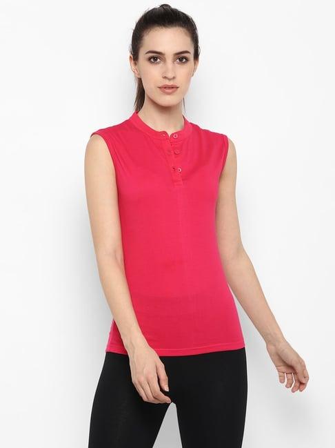 appulse dark pink cotton slim fit t-shirt