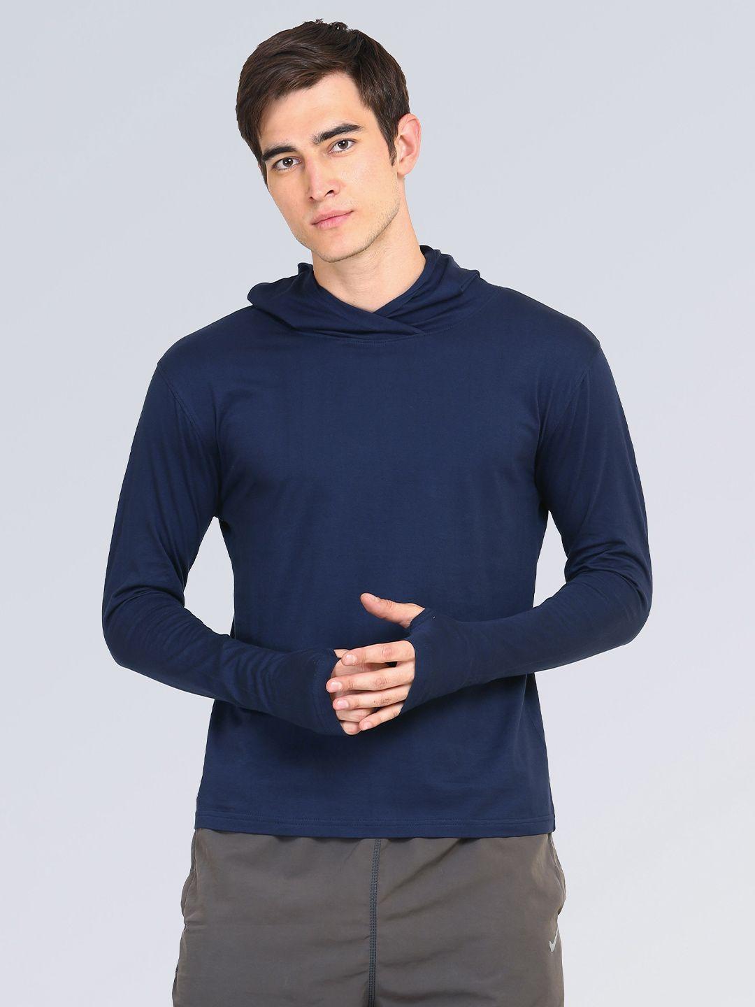 appulse long sleeve thumbhole hooded slim fit cotton t-shirt