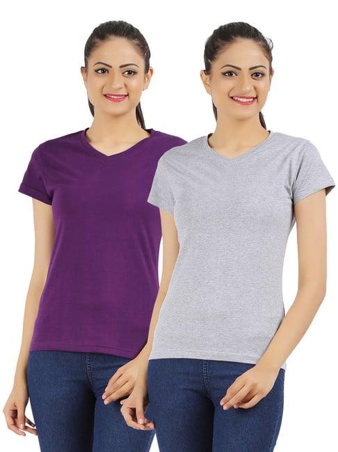appulse purple & grey cotton t-shirt - pack of 2