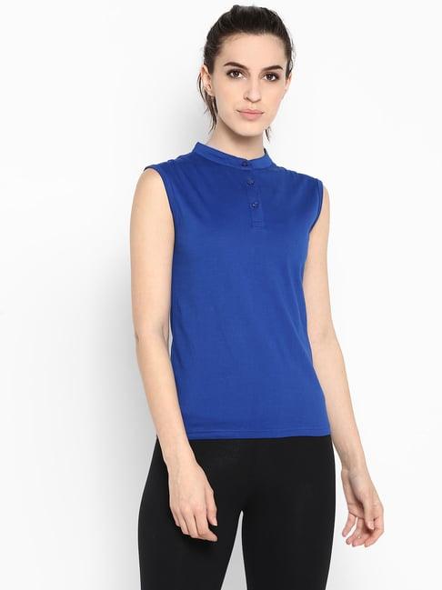 appulse royal blue cotton slim fit t-shirt