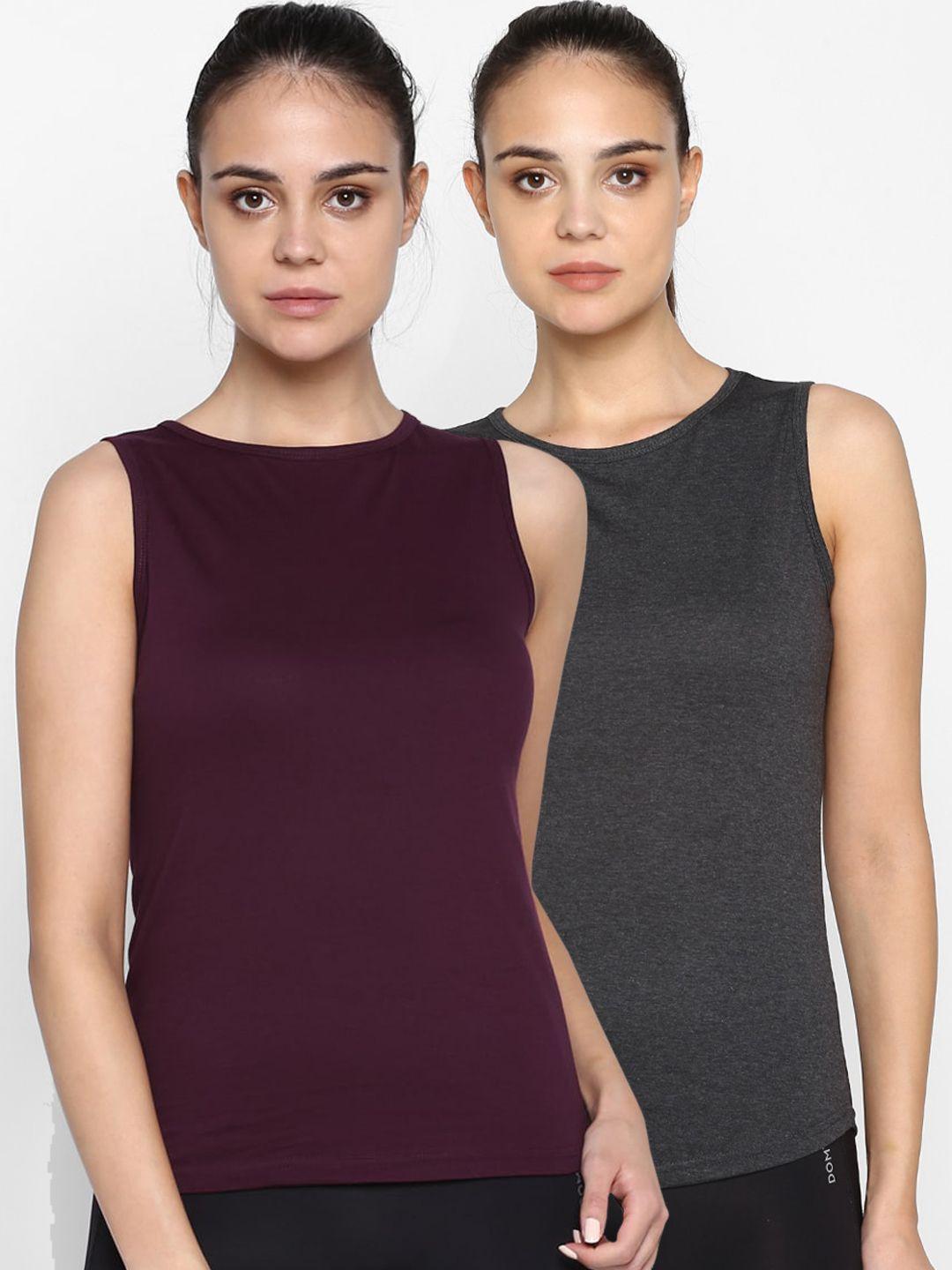 appulse women pack of 2 slim fit solid round neck t-shirts