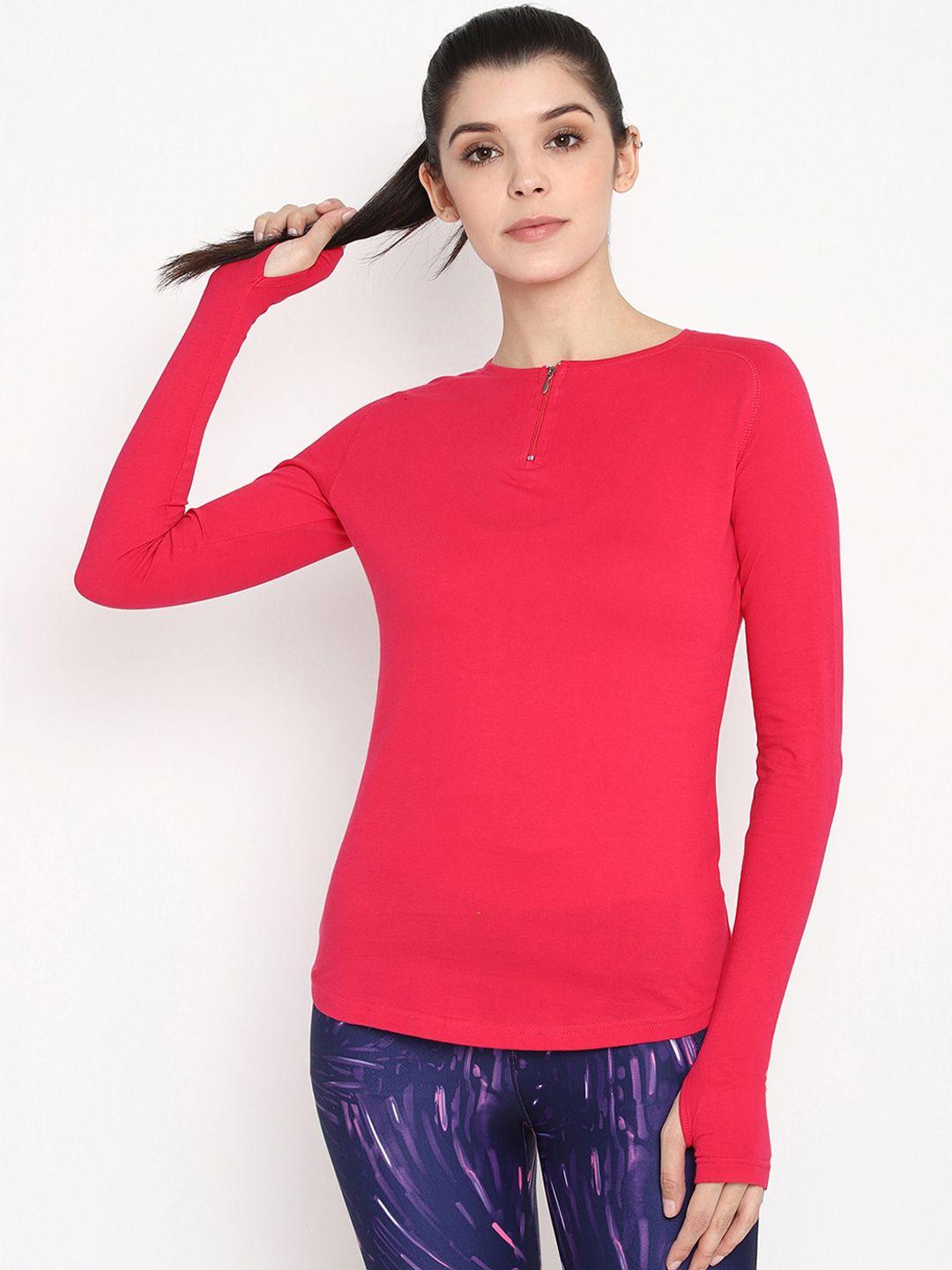 appulse women pink solid henley neck t-shirt