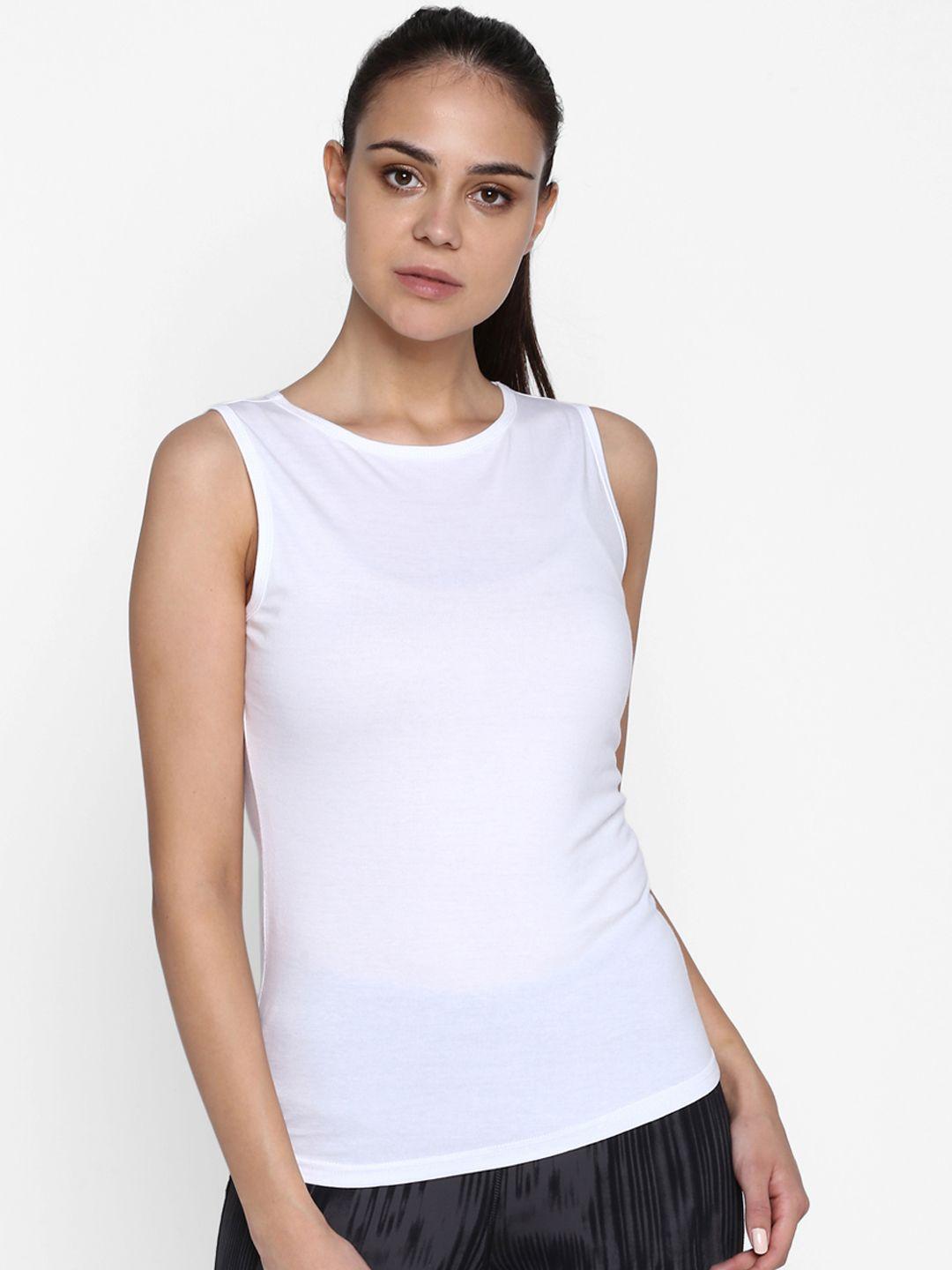 appulse women white solid round neck t-shirt