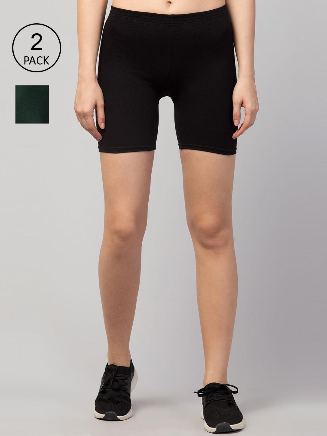 apraa & parma women black slim fit cycling sports shorts
