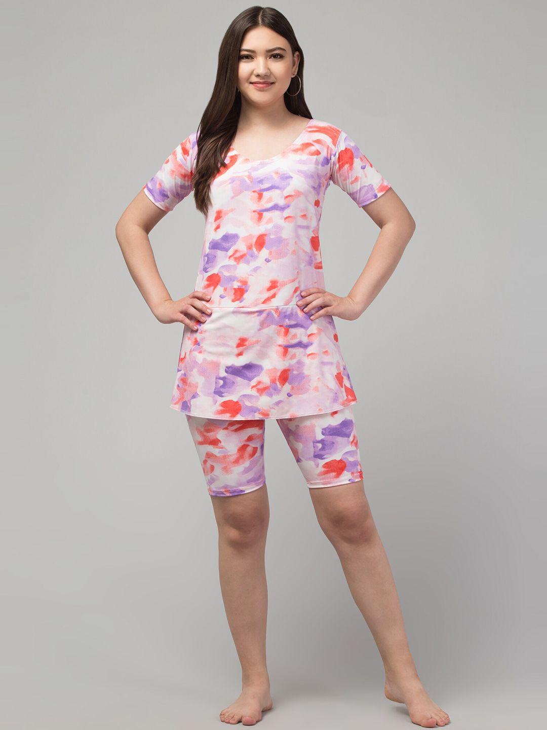 apraa & parma abstract printed swimwear with attached shorts