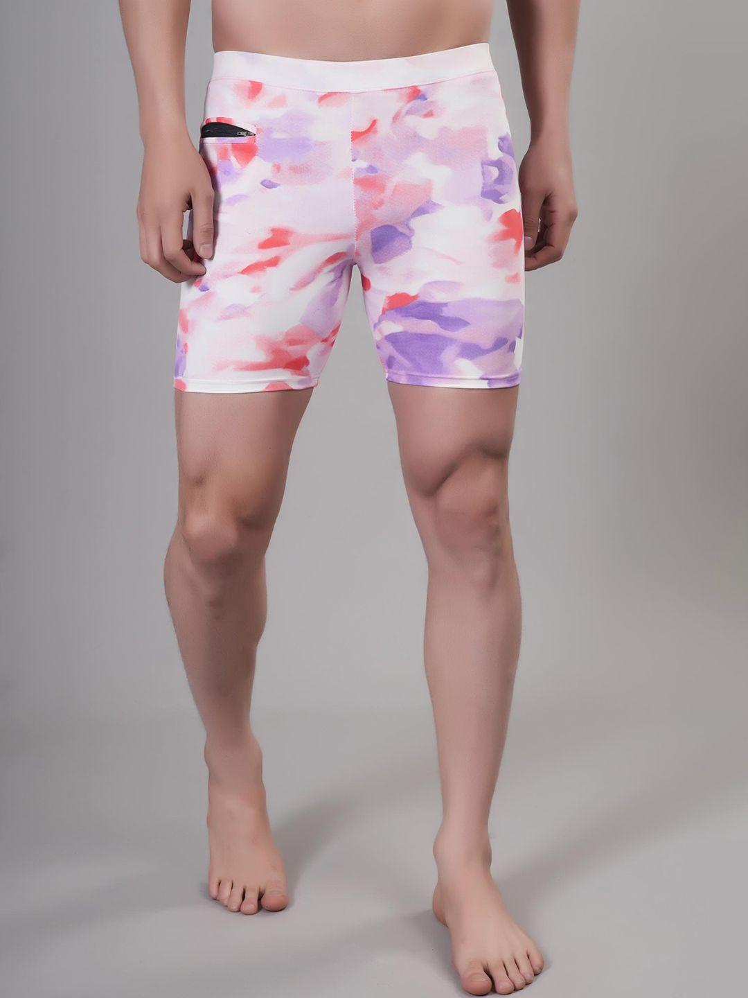 apraa & parma men abstract printed skinny fit running sports shorts