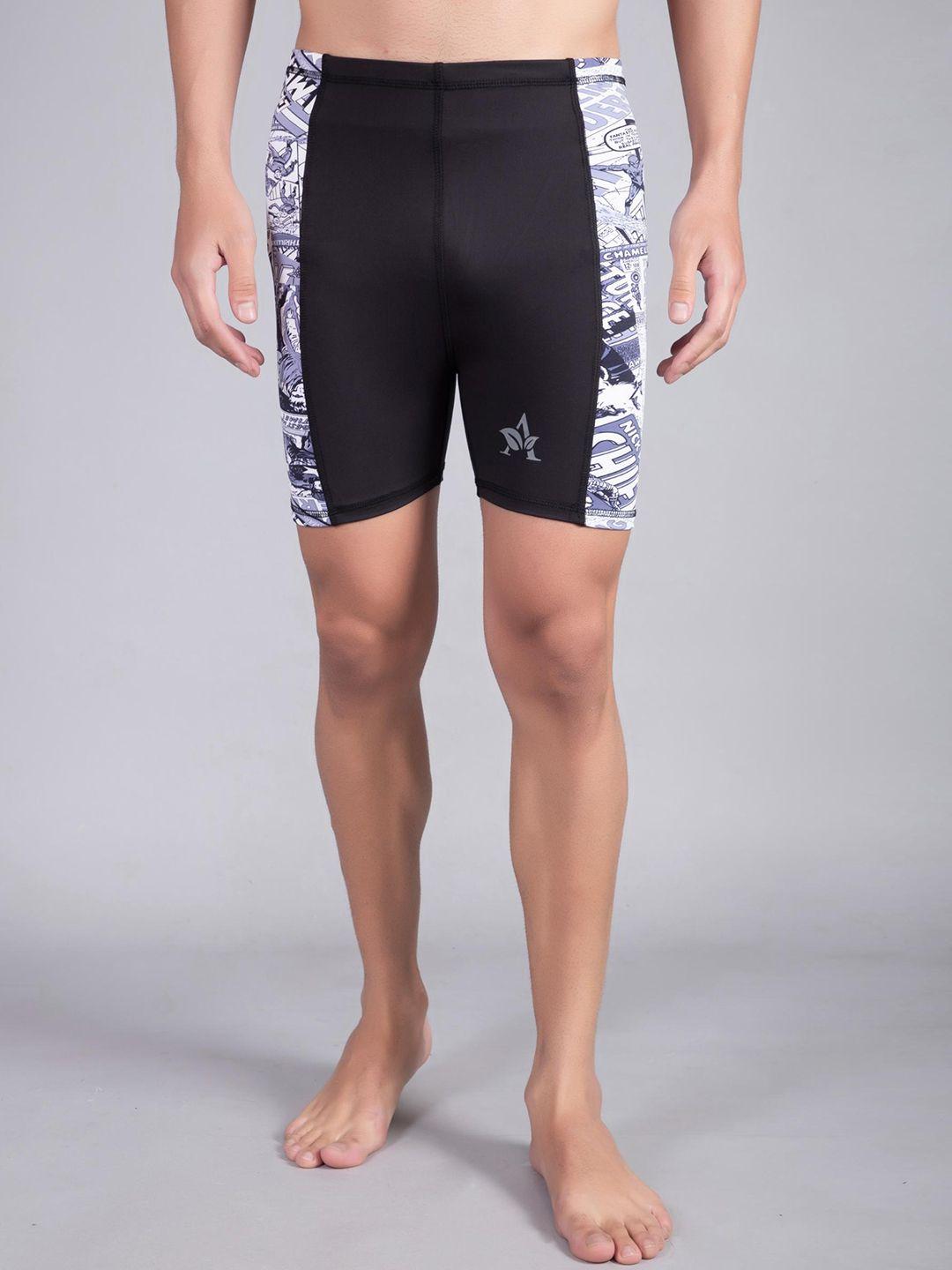 apraa & parma men graphic printed skinny fit running sports shorts