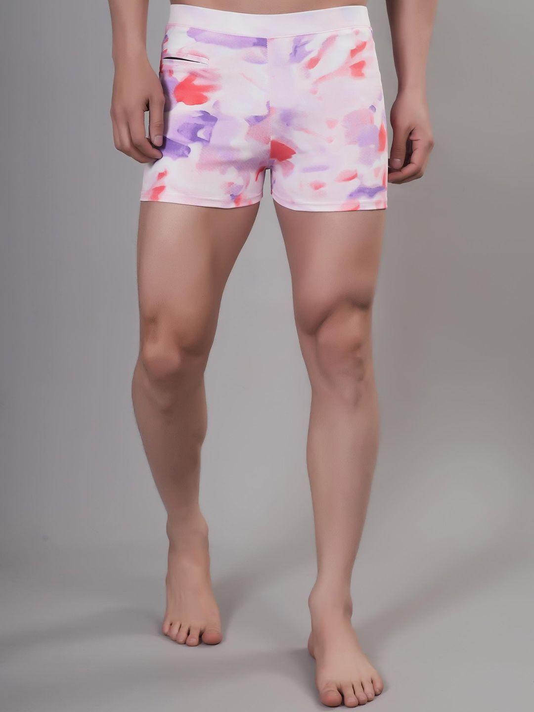 apraa & parma men skinny fit abstract printed dri-fit sports shorts