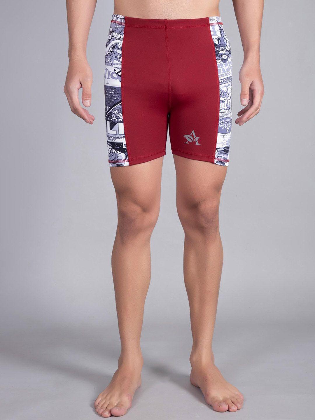 apraa & parma men skinny fit typography printed dri-fit sports shorts