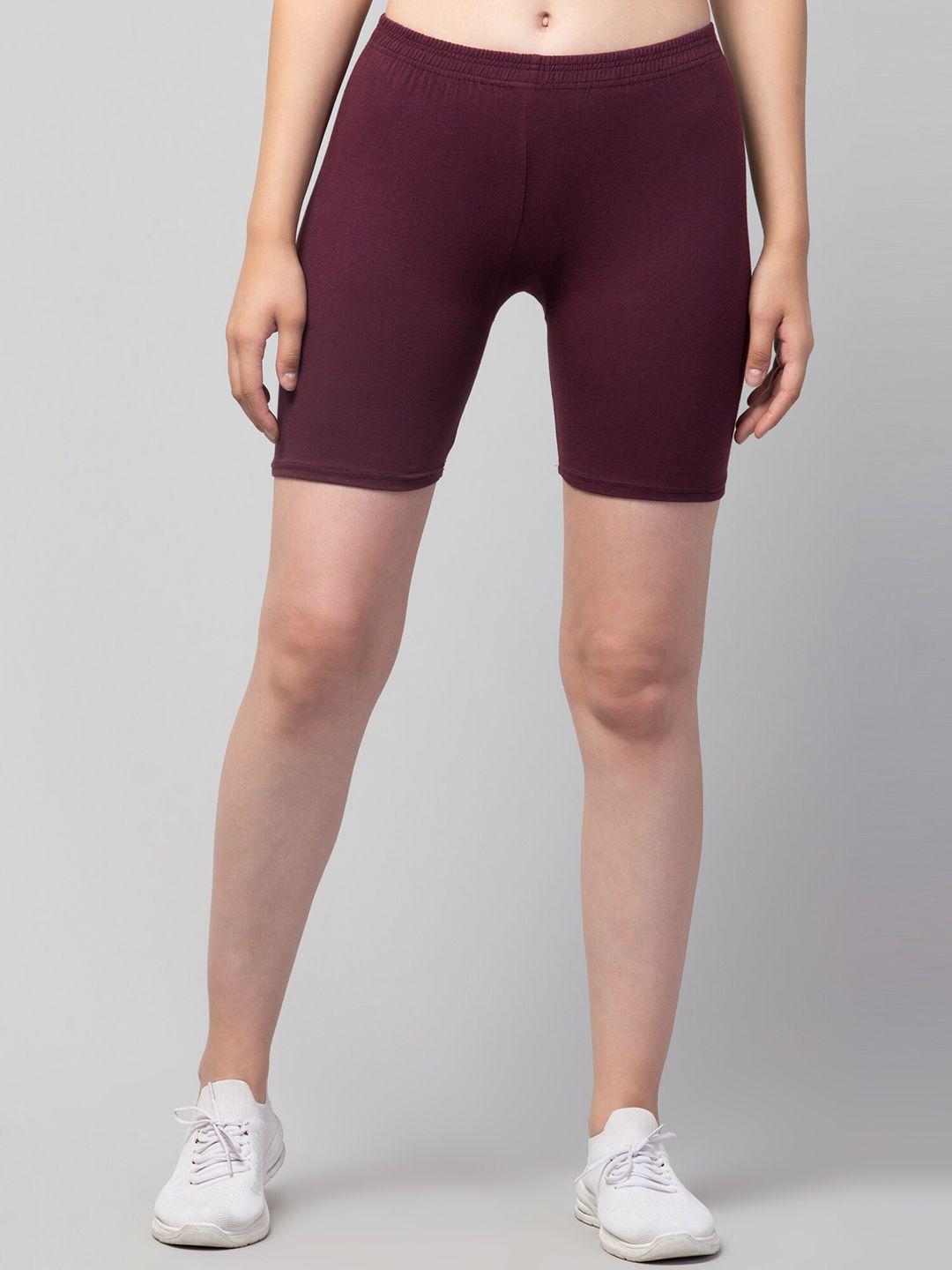 apraa & parma mid-rise skinny fit pure cotton gym sports shorts