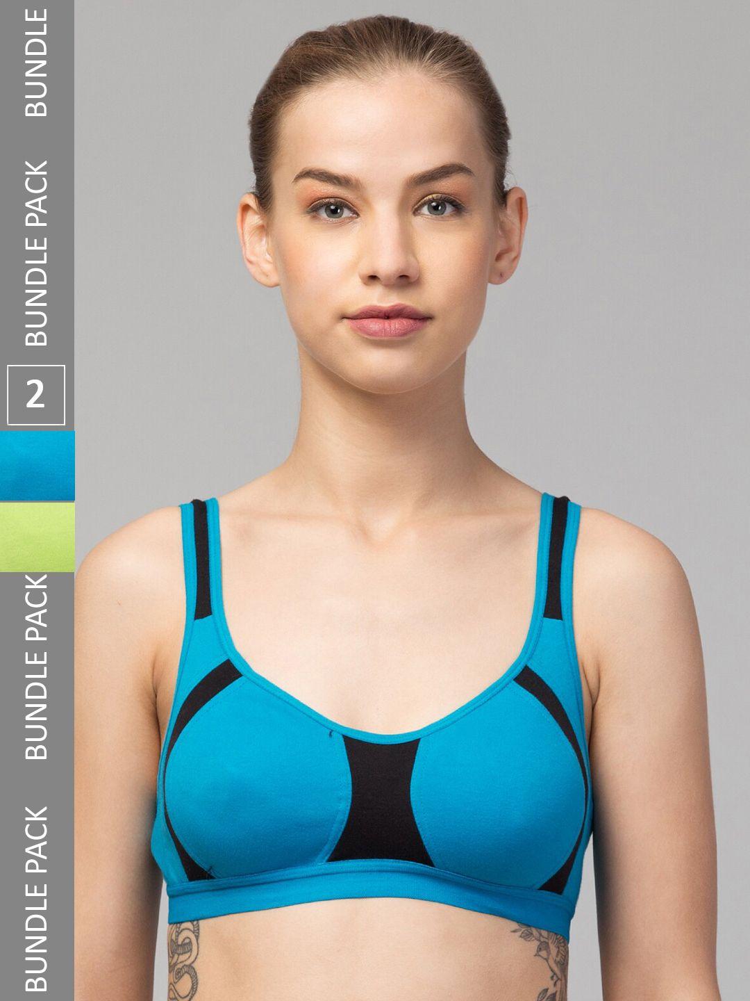 apraa & parma pack of 2 colourblocked full coverage organic everyday sports bra