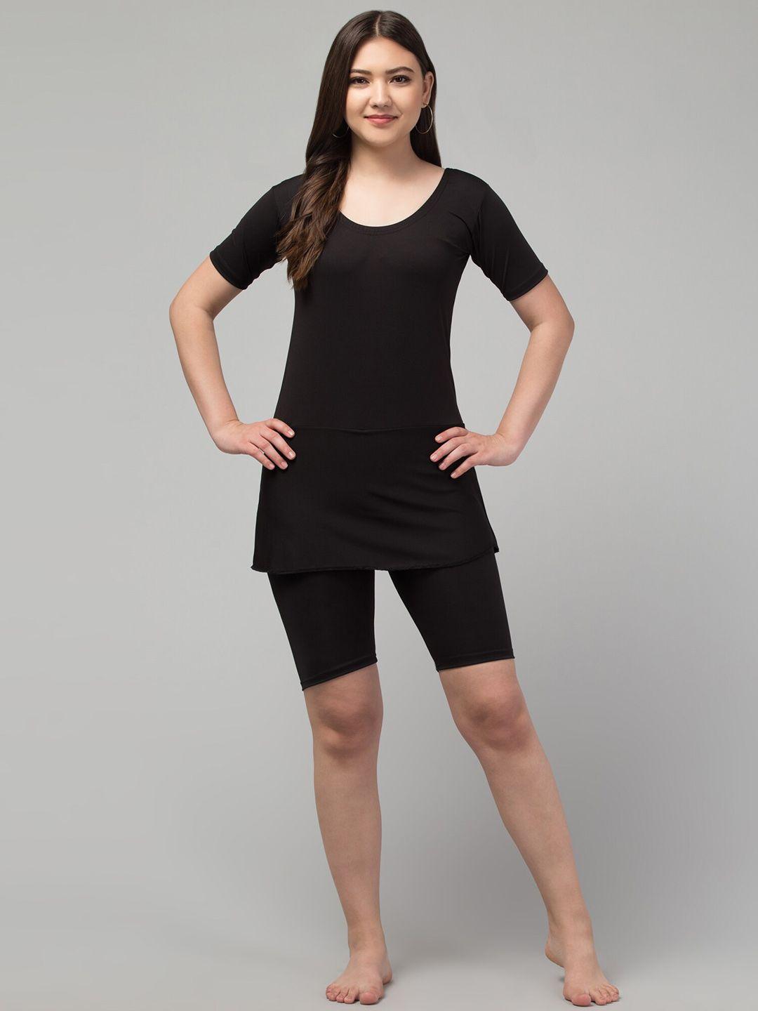 apraa & parma round neck swimming dress with attached shorts