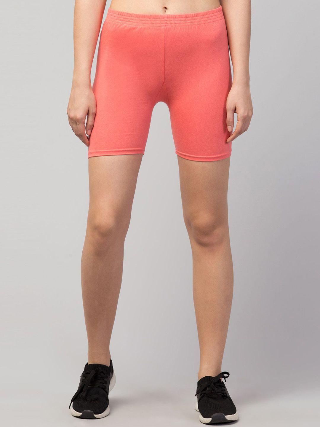 apraa & parma women coral slim fit cycling sports shorts