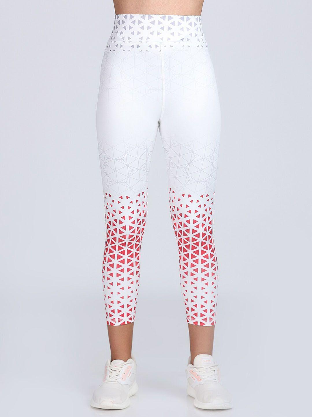 apraa & parma women geometric printed high waist dry-fit yoga tights