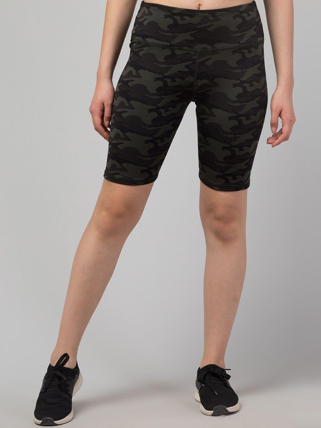 apraa & parma women high-rise camouflage printed skinny fit sports shorts