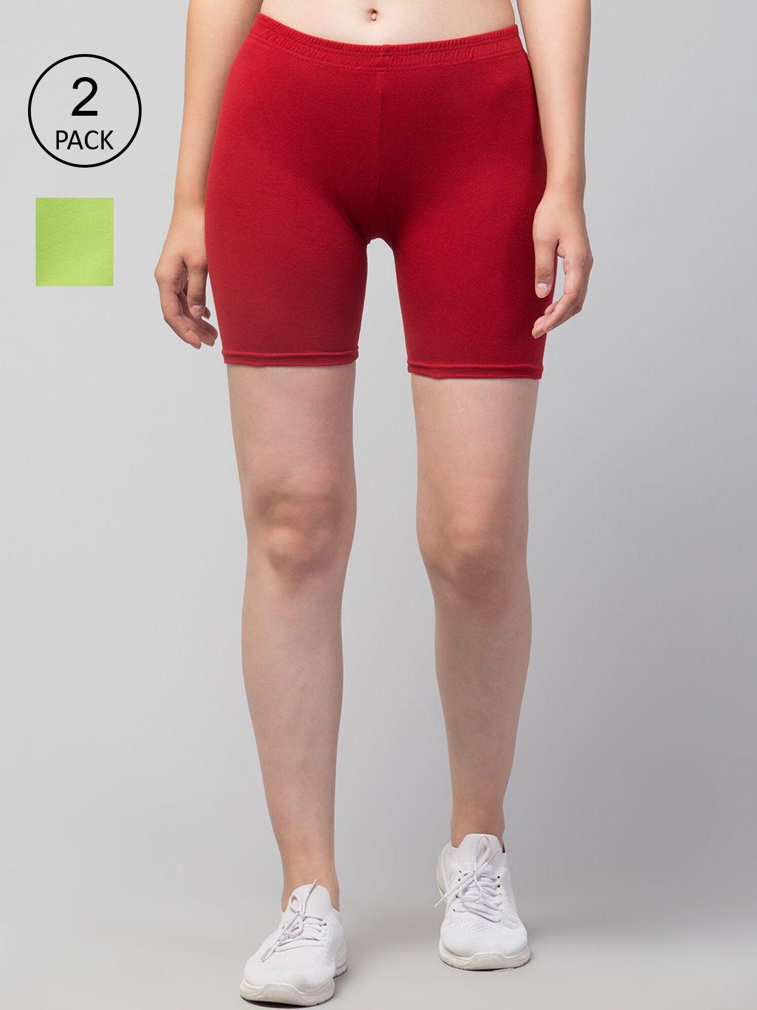 apraa & parma women sea green slim fit cycling sports shorts