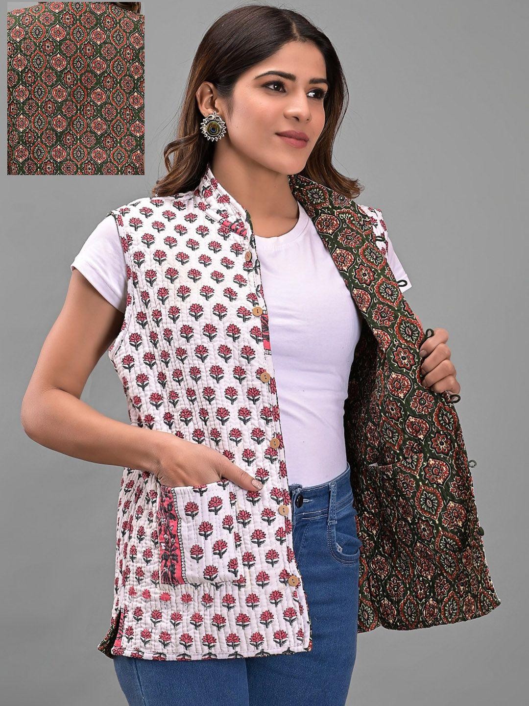 apratim women geometric cotton reversible longline tailored jacket