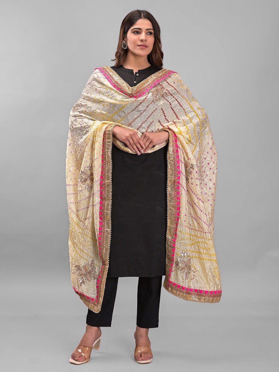 apratim bandhani printed art silk dupatta