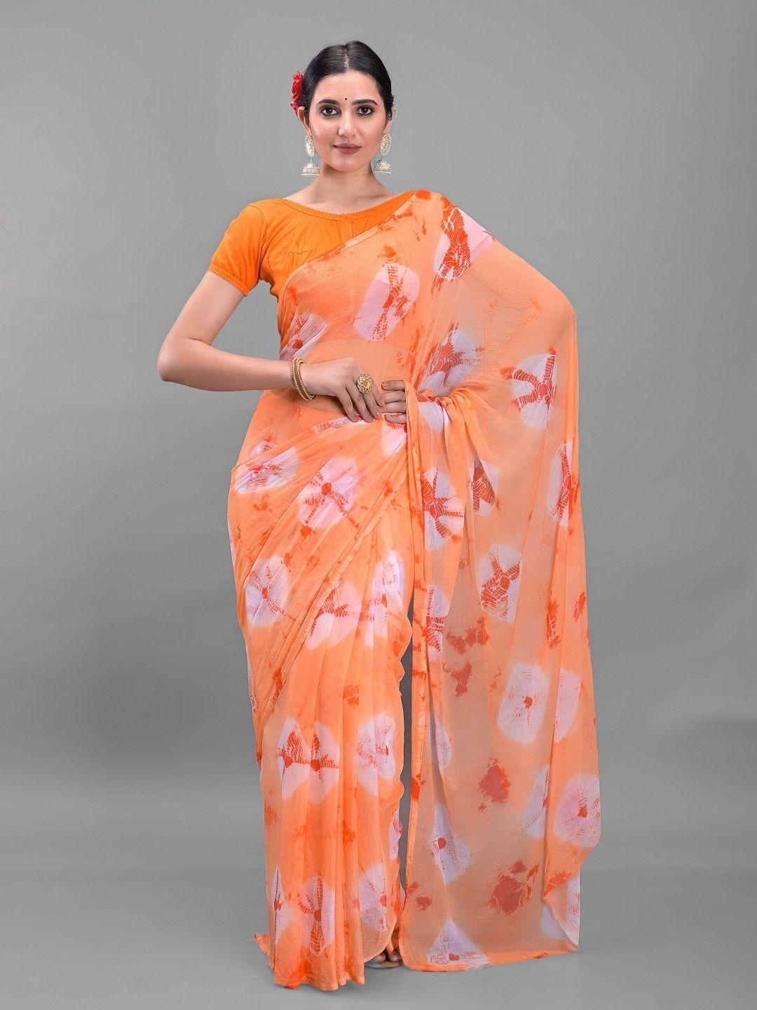 apratim bandhani printed saree with blouse piece