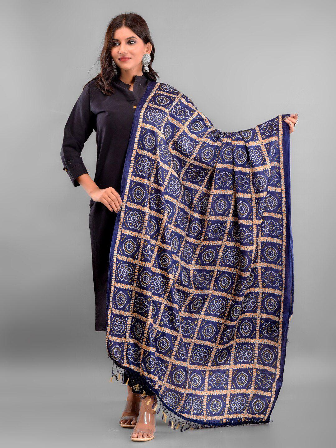 apratim bandhani printed silk garchola dupatta