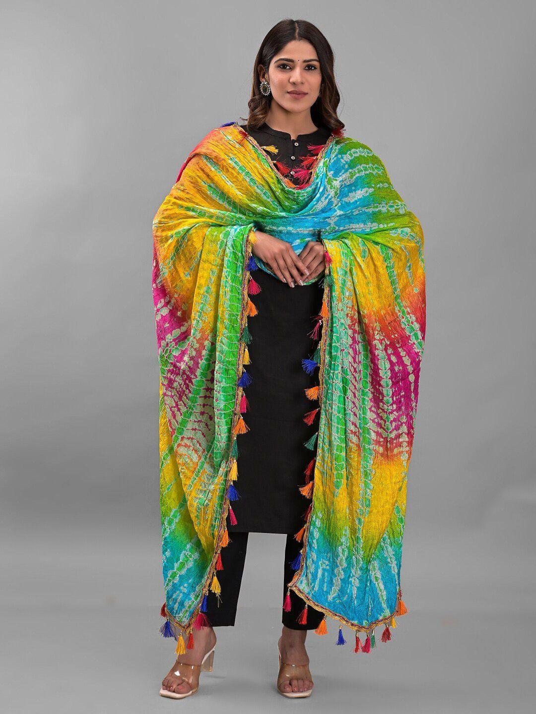 apratim dyed art silk shibori dupatta