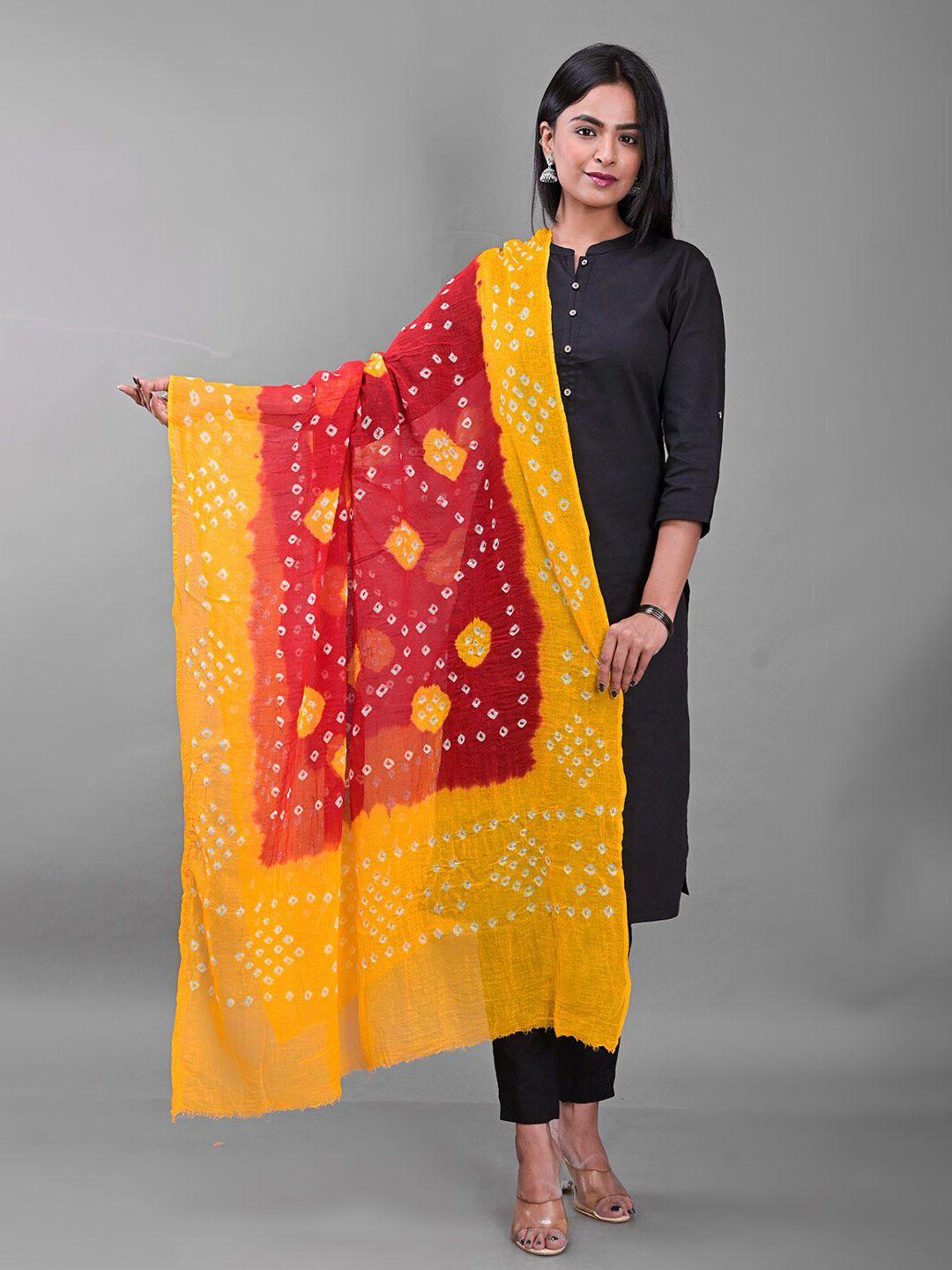 apratim dyed bandhani cotton dupatta