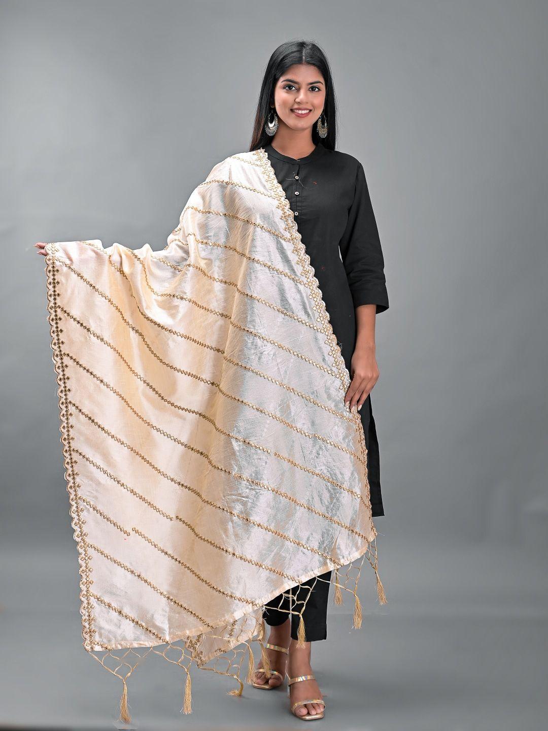 apratim embroidered crepe dupatta with mirror work